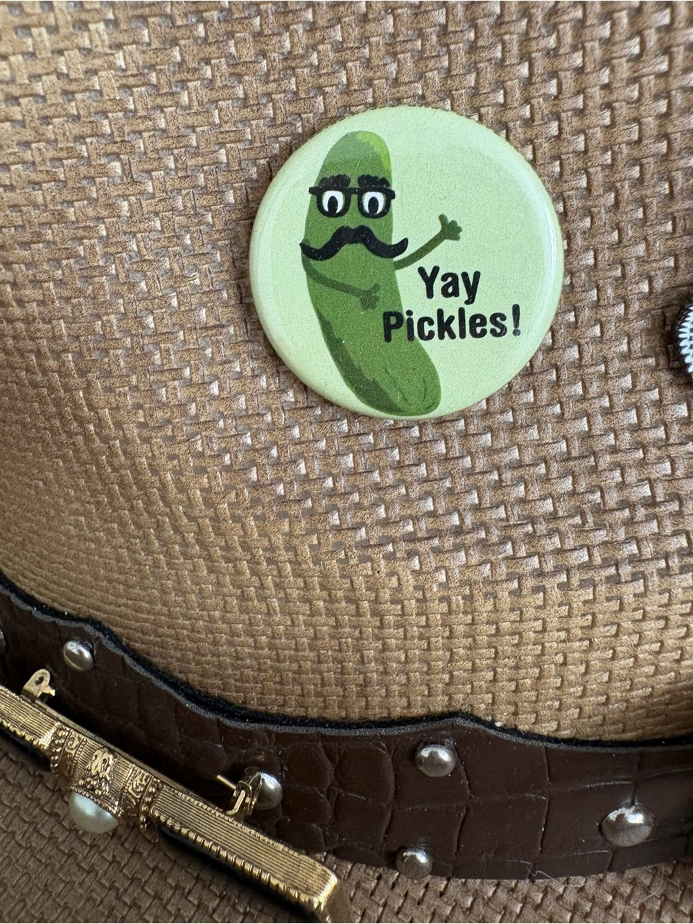 Small Green 'Yay Pickles!' Button Pin